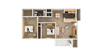 2 Bedroom 1 Bathroom, 899 sq ft, Crane floorplan 2 Bedroom 1 Bathroom, 899 sq ft, Crane floorplan at Bexley Village, Greenwood, Indiana